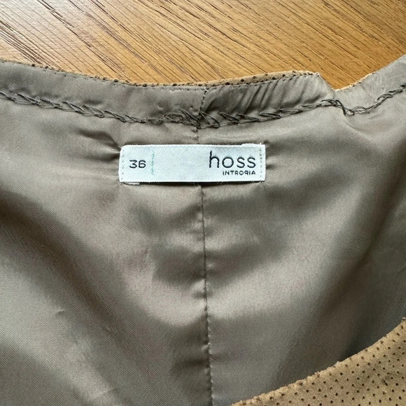 Hoss Intropia Goat Leather Short Sleeve Dress Size 36 US Size 4 Khaki Brown - Picture 9 of 16